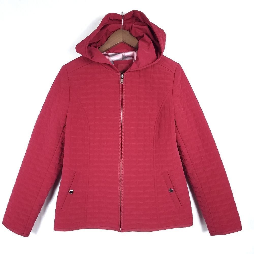 Quilted Red Zip-Front Women's Jacket